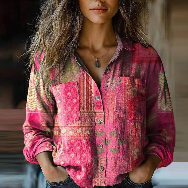 Vintage-Bluse mit Bohème-Muster