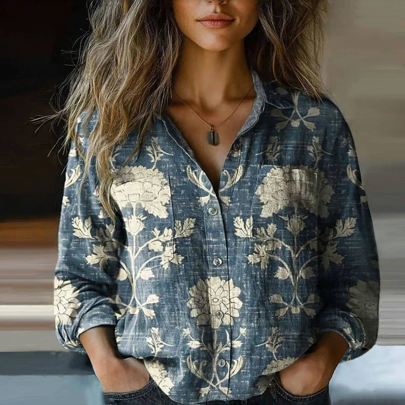 Vintage-Bluse mit Bohème-Muster